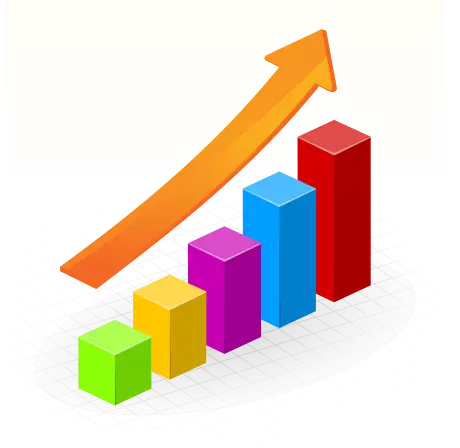 Colorful graph showing upward trends