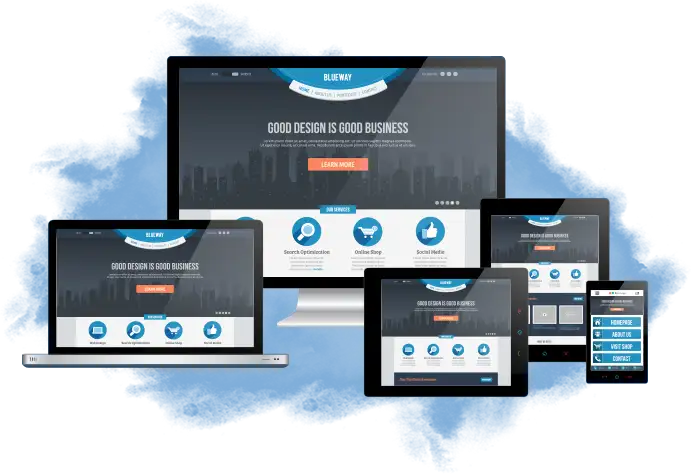 Website on multiple devices to demonstrate responsive design.
